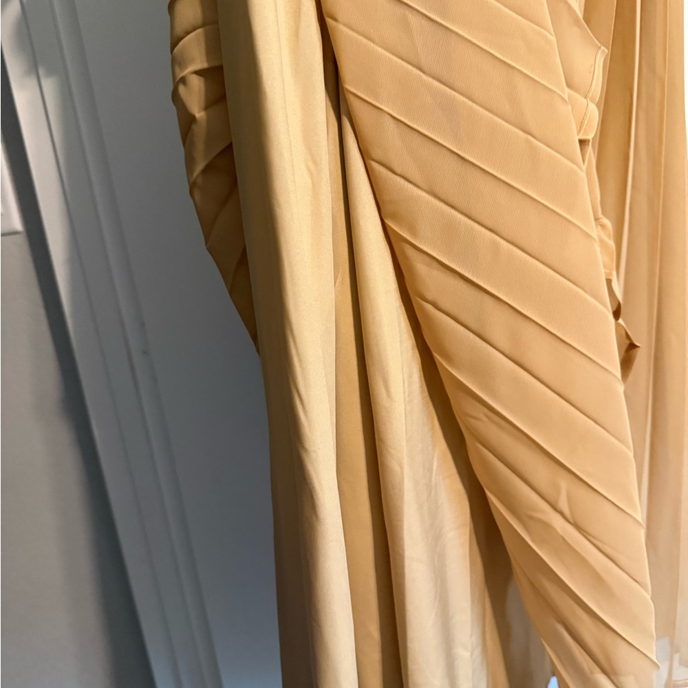 Gold Maxi Pleated Skirt - Picture 3 of 4